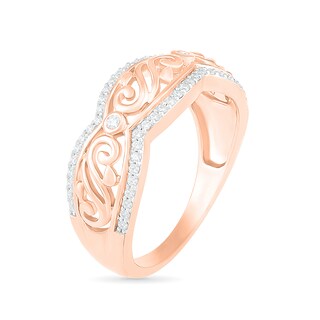 0.23 CT. T.W. Diamond Scallop Edge Vine Ring in 10K Rose Gold