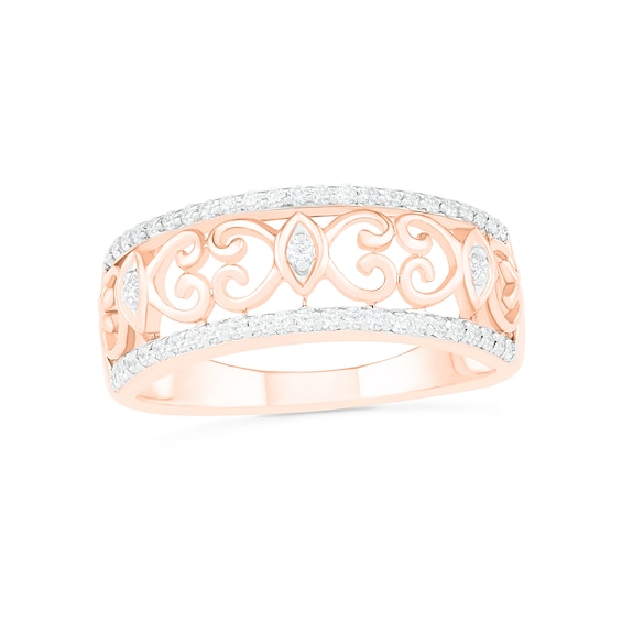 0.23 CT. T.W. Diamond Open Scrollwork Ring in 10K Rose Gold