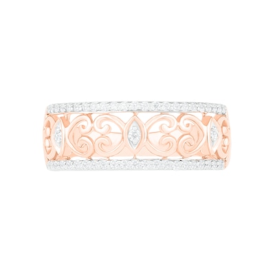 0.23 CT. T.W. Diamond Open Scrollwork Ring in 10K Rose Gold