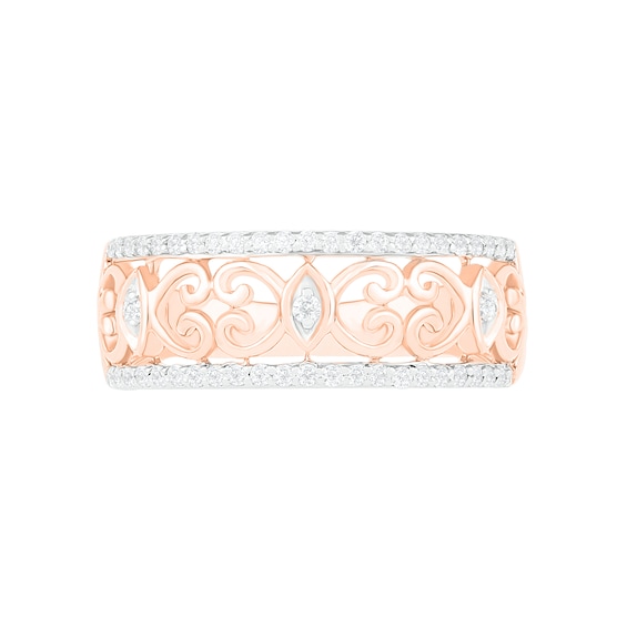 0.23 CT. T.W. Diamond Open Scrollwork Ring in 10K Rose Gold