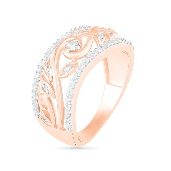 0.29 CT. T.W. Diamond Vine Ring in 10K Rose Gold