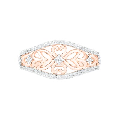 0.29 CT. T.W. Diamond Ornate Flower Ring in 10K Rose Gold