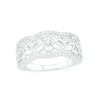 Thumbnail Image 0 of 0.29 CT. T.W. Diamond Ornate Flower Scallop-Edge Ring in Sterling Silver