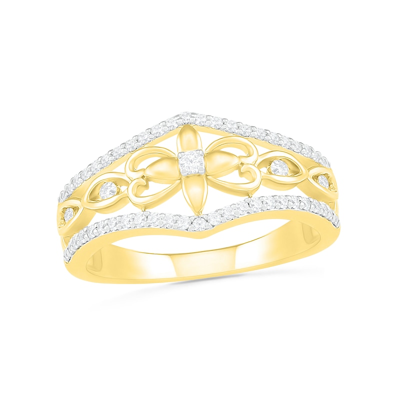 0.29 CT. T.W. Diamond Ornate Flower Ring in 10K Gold|Peoples Jewellers