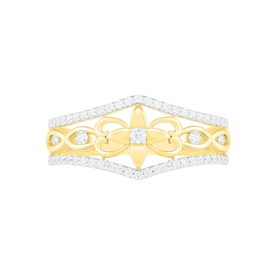 0.29 CT. T.W. Diamond Ornate Flower Ring in 10K Gold