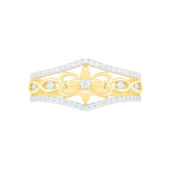 0.29 CT. T.W. Diamond Ornate Flower Ring in 10K Gold