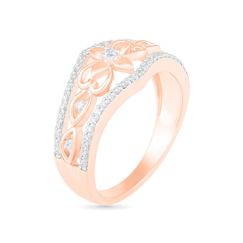 0.29 CT. T.W. Diamond Ornate Flower Ring in 10K Rose Gold|Peoples Jewellers