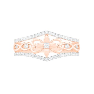 0.29 CT. T.W. Diamond Ornate Flower Ring in 10K Rose Gold