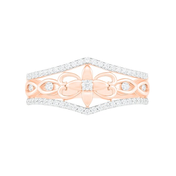 0.29 CT. T.W. Diamond Ornate Flower Ring in 10K Rose Gold