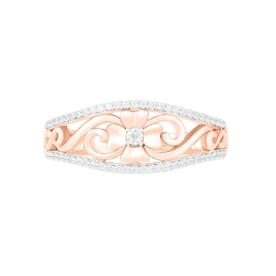 0.18 CT. T.W. Diamond Ornate Clover Ring in 10K Rose Gold