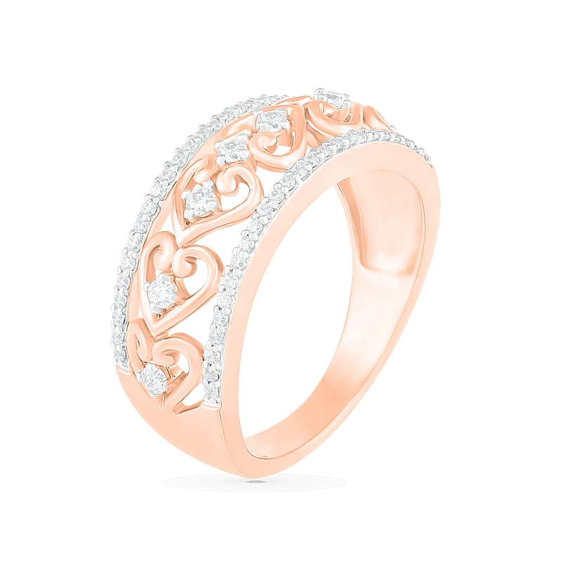 0.23 CT. T.W. Diamond Ornate Heart Ring in 10K Rose Gold