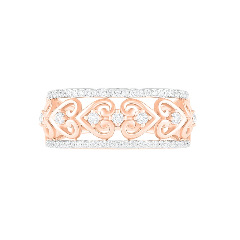 0.23 CT. T.W. Diamond Ornate Heart Ring in 10K Rose Gold|Peoples Jewellers