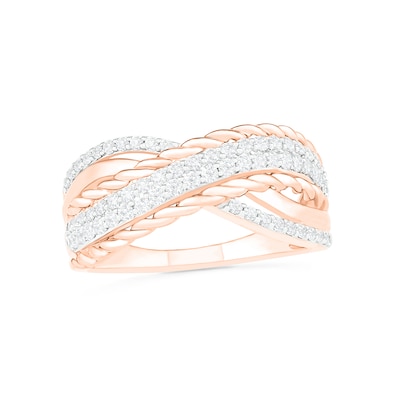 0.45 CT. T.W. Diamond Crossover Ring in 10K Rose Gold