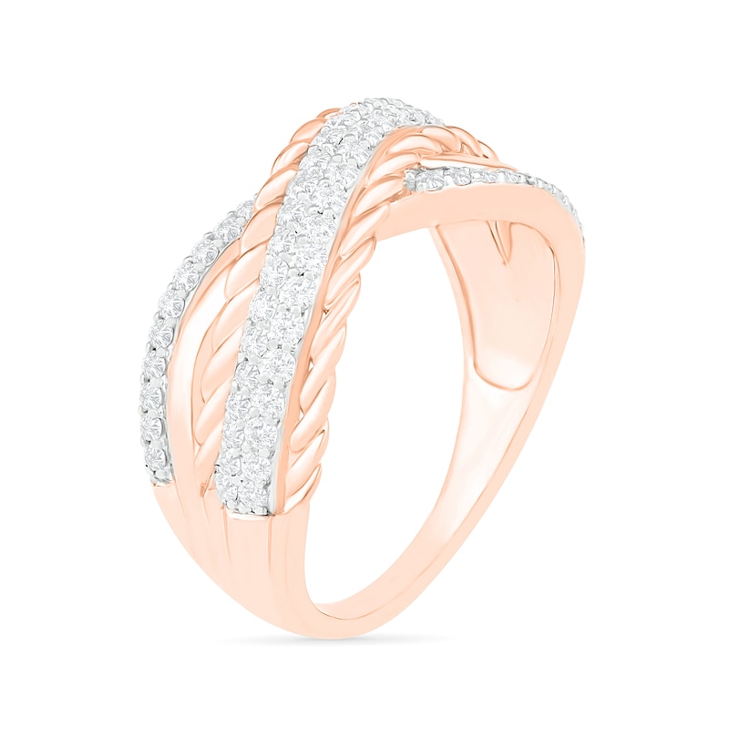0.45 CT. T.W. Diamond Crossover Ring in 10K Rose Gold|Peoples Jewellers