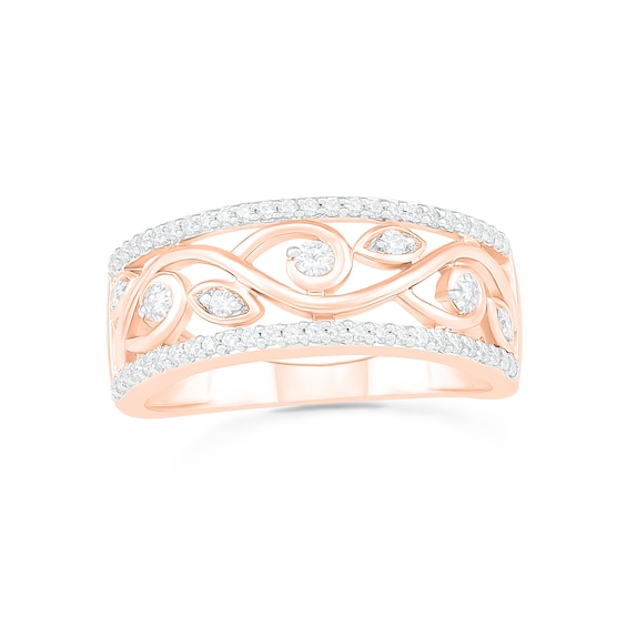 0.29 CT. T.W. Diamond Ornate Vine Ring in 10K Rose Gold