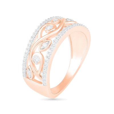 0.29 CT. T.W. Diamond Ornate Vine Ring in 10K Rose Gold