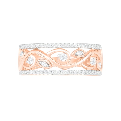 0.29 CT. T.W. Diamond Ornate Vine Ring in 10K Rose Gold