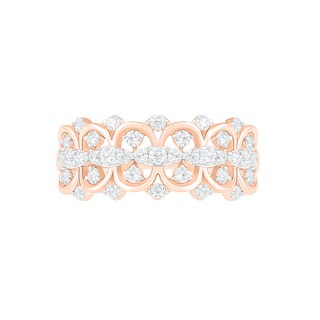 0.69 CT. T.W. Diamond Scallop Shank Ring in 10K Rose Gold