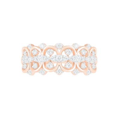 0.69 CT. T.W. Diamond Scallop Shank Ring in 10K Rose Gold