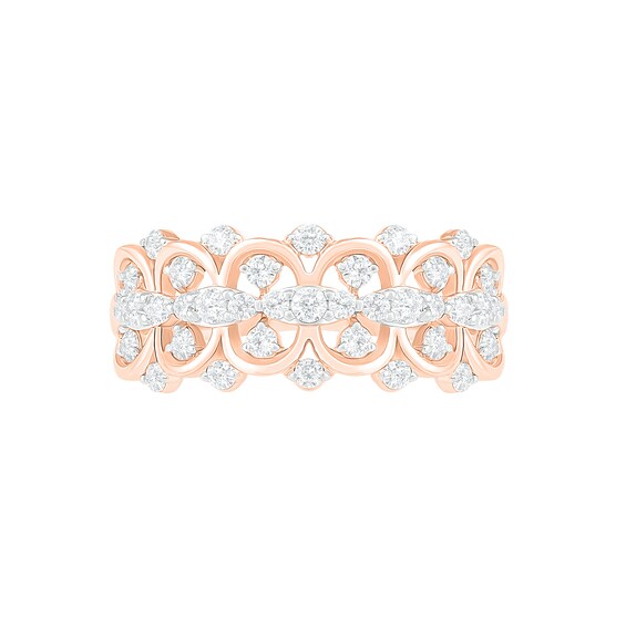 0.69 CT. T.W. Diamond Scallop Shank Ring in 10K Rose Gold