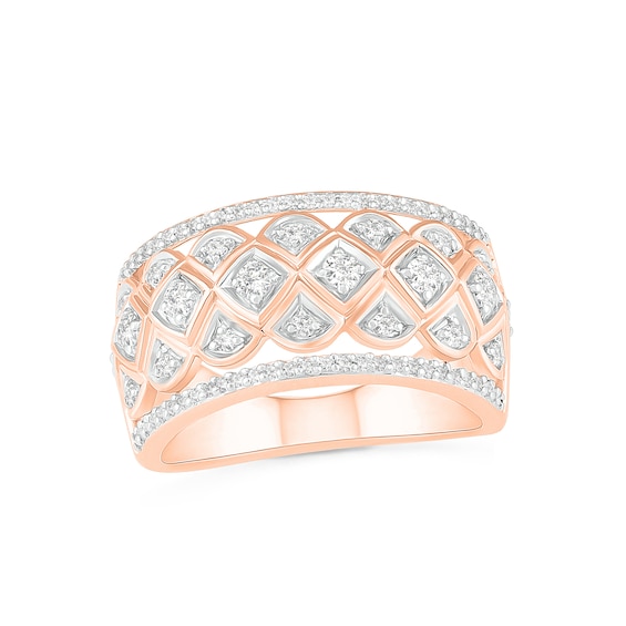 0.45 CT. T.W. Diamond Ornate Quilt Ring in 10K Rose Gold