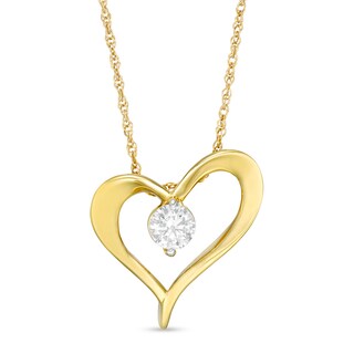 0.18 CT. Diamond Solitaire Heart Outline Pendant in 10K Gold