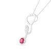 3.0mm Lab-Created Ruby and White Sapphire Tilted Loop Stethoscope Pendant in Sterling Silver