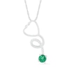 Thumbnail Image 0 of 3.0mm Lab-Created Emerald and White Sapphire Tilted Loop Stethoscope Pendant in Sterling Silver