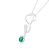 Thumbnail Image 1 of 3.0mm Lab-Created Emerald and White Sapphire Tilted Loop Stethoscope Pendant in Sterling Silver