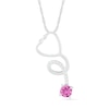 Thumbnail Image 1 of 3.0mm Lab-Created Pink and White Sapphire Tilted Loop Stethoscope Pendant in Sterling Silver