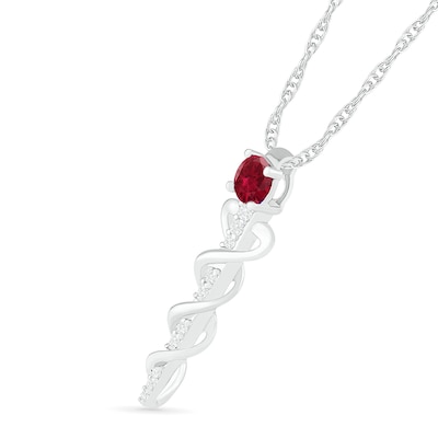 4.0mm Lab-Created Ruby and White Sapphire Caduceus Pendant in Sterling Silver