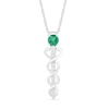 Thumbnail Image 0 of 4.0mm Lab-Created Emerald and White Sapphire Caduceus Pendant in Sterling Silver