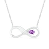 Thumbnail Image 0 of Pear-Shaped Amethyst and 0.04 CT. T.W. Diamond Winged Infinity Necklace in Sterling Silver