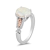 Enchanted Disney Elsa Oval Opal and 0.085 CT. T.W. Diamond Ring in Sterling Silver and 10K Rose Gold