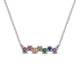 Mother's Birthstone Scatter Bar Necklace (4-8 Stones)