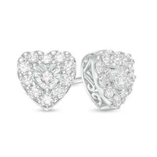 0.51 CT. T.W. Diamond Heart Stud Earrings in Sterling Silver