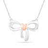 Bow with Heart Accent Necklace in 10K Two-Tone Gold