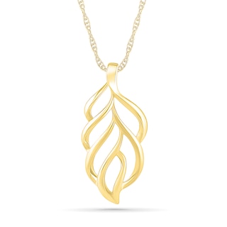 Leaf Outline Pendant in 10K Gold