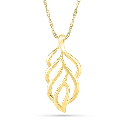 Leaf Outline Pendant in 10K Gold