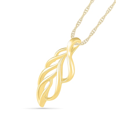 Leaf Outline Pendant in 10K Gold