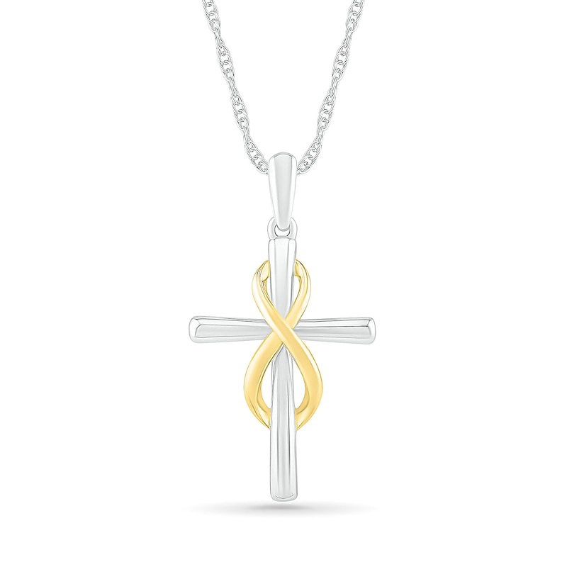 Infinity Wrap Cross Pendant in 10K Two-Tone Gold|Peoples Jewellers