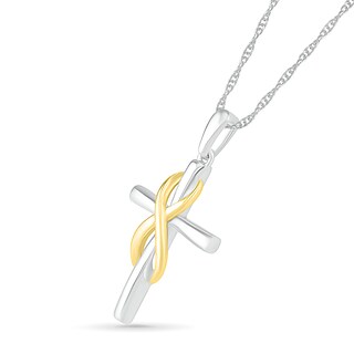 Infinity Wrap Cross Pendant in 10K Two-Tone Gold