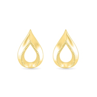 Textured Open Teardrop Earrings in 10K Gold