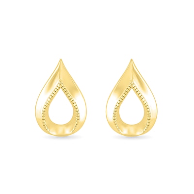 Textured Open Teardrop Earrings in 10K Gold