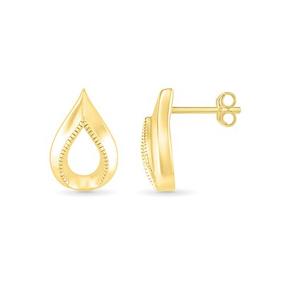 Textured Open Teardrop Earrings in 10K Gold