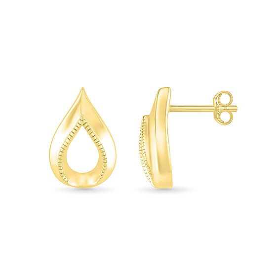 Textured Open Teardrop Earrings in 10K Gold