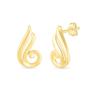 Open Flame Drop Earrings in 10K Gold