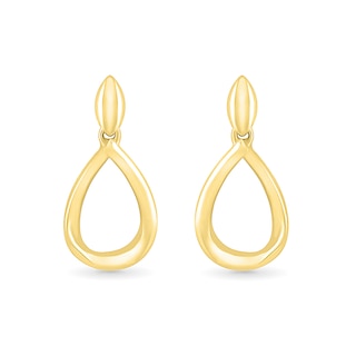 Rice Bead Open Teardrop Earrings in 10K Gold