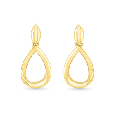 Rice Bead Open Teardrop Earrings in 10K Gold