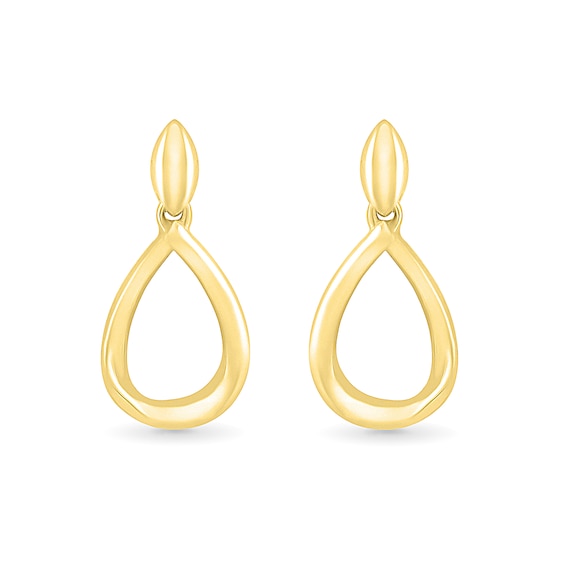 Rice Bead Open Teardrop Earrings in 10K Gold